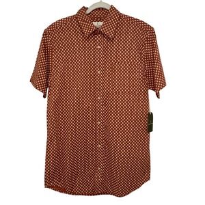 Mutual Weave Button Down Shirt Mens LT Copper Floral NWT Short Sleeve Big & Tall
